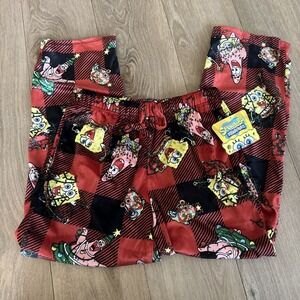 SpongeBob SquarePants Christmas Red Fleece Pajama Pants Women's Medium‎ NWT